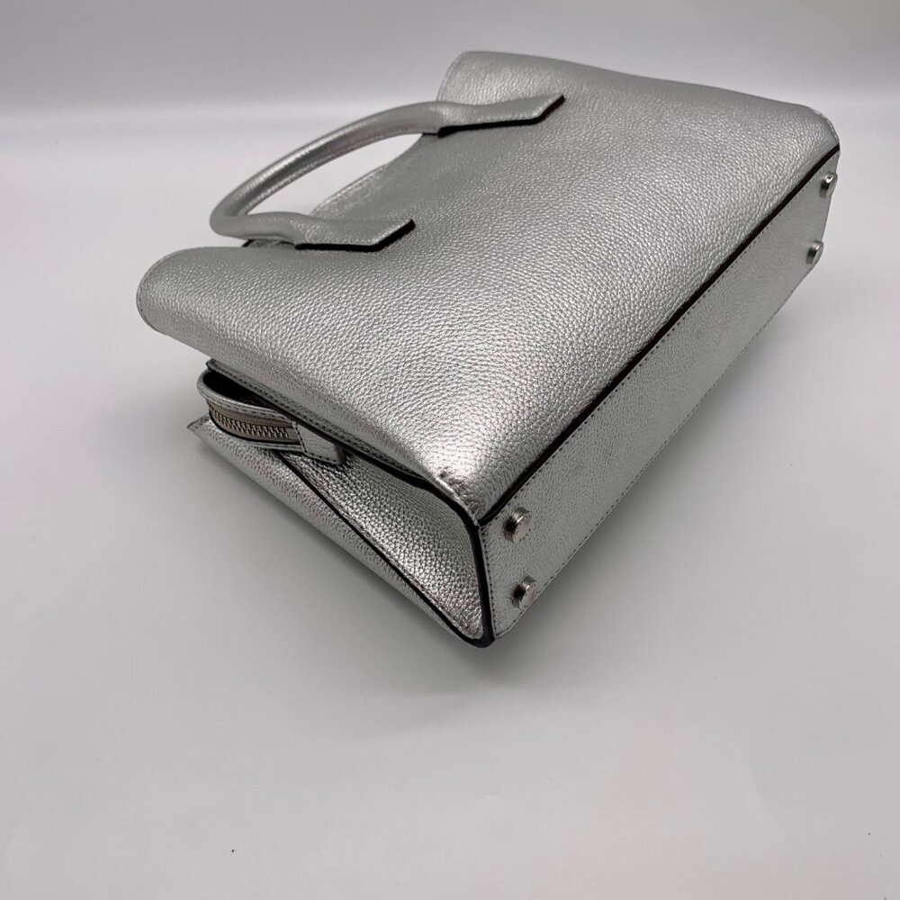 Michael Kors Silver Pebbled Leather Small Ruthie Satchel - Picture 8 of 12